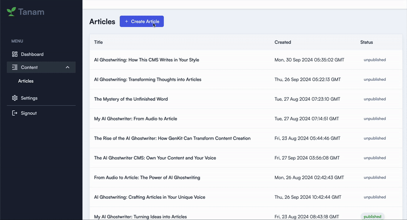 Generating an article from voice recording with AI